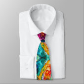 Bold Rainbow Fluid Art Pattern in Vivid Abstract C Stropdas (Gebonden)