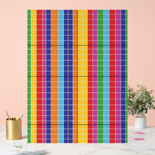Bold Rainbow Grid Pattern Modern Art Poster (Huwelijk)
