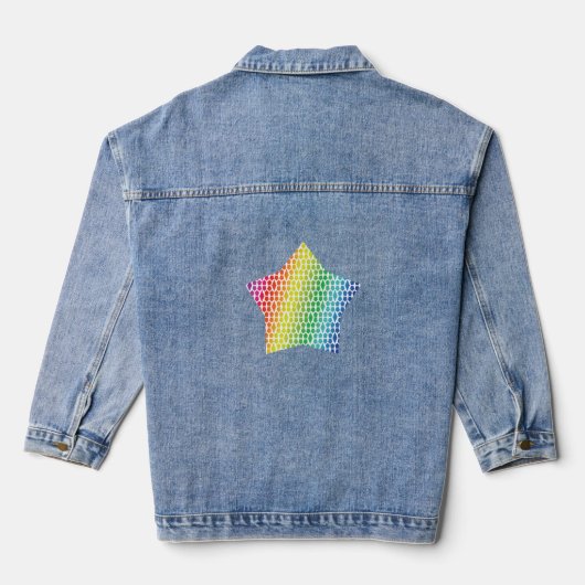 Bold Rainbow Honeycomb en Diamond Pattern-ster Denim Jacket (Achterkant)