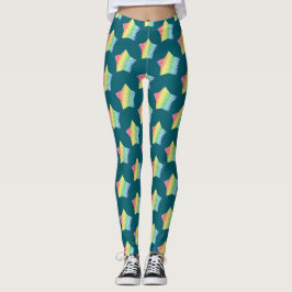 Bold Rainbow Honeycomb en Diamond Pattern-ster Leggings