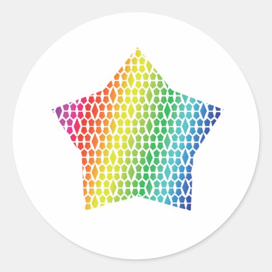 Bold Rainbow Honeycomb en Diamond Pattern-ster Ronde Sticker (Voorkant)