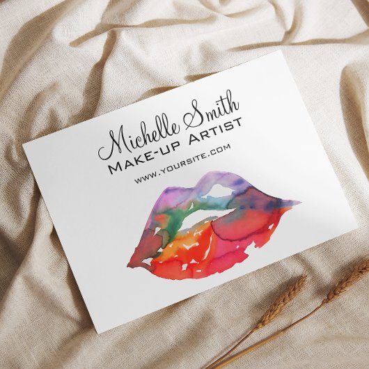 Bold Rainbow Lips Waterverf Tekening Beauty Make-u Flyer