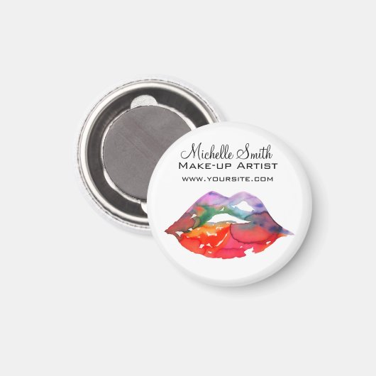 Bold Rainbow Lips Waterverf Tekening Beauty Make-u Magneet (Voorkant / Achterkant)