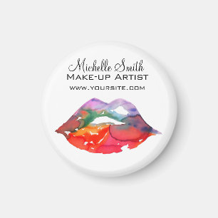 Bold Rainbow Lips Waterverf Tekening Beauty Make-u Magneet