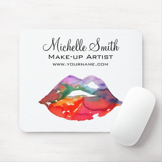 Bold Rainbow Lips Waterverf Tekening Beauty Make-u Muismat (Met muis)