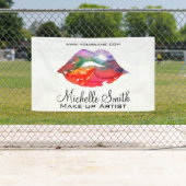 Bold Rainbow Lips Waterverf Tekening Beauty Make-u Spandoek (Insitu)