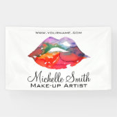 Bold Rainbow Lips Waterverf Tekening Beauty Make-u Spandoek (Horizontaal)