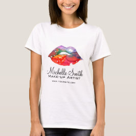 Bold Rainbow Lips Waterverf Tekening Beauty Make-u T-shirt
