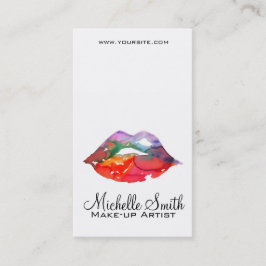 Bold Rainbow Lips Waterverf Tekening Beauty Make-u Visitekaartje