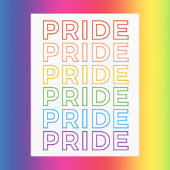 Bold Rainbow Repeating PRIDE Typography Briefkaart