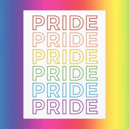 Bold Rainbow Repeating PRIDE Typography Briefkaart