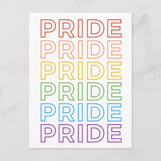Bold Rainbow Repeating PRIDE Typography Briefkaart (Voorkant)