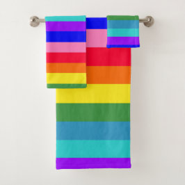 Bold Rainbow Stripes badhanddoekset Bad Handdoek
