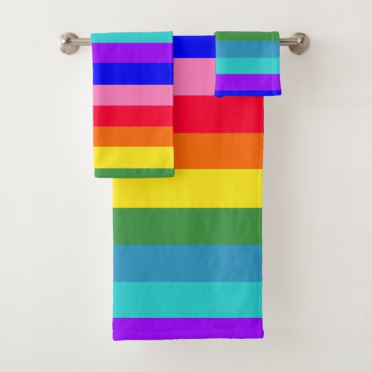 Bold Rainbow Stripes badhanddoekset Bad Handdoek (Insitu)