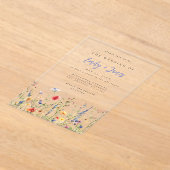 Bold Rainbow Wildflower Wedding Acryl Uitnodigingen (Laagn)