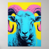 Bold Ram: Neon Pop Art Poster (Voorkant)