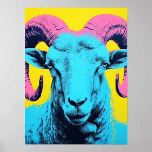 Bold Ram: Neon Pop Art Poster (Voorkant)