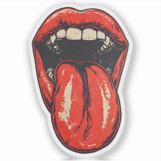 Bold Rebel Lips – Pop Art Rock Style  Sticker (Voorkant)
