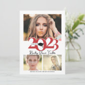 Bold Red 2023 AFSTUDEERDER Pet 3-Foto Collage Afst Aankondiging (Staand voorkant)