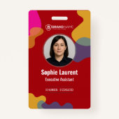 Bold Red Abstract Accents Professional Photo ID  Badge (Voorkant)