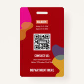 Bold Red Abstract Accents Professional Photo ID  Badge (Achterkant)