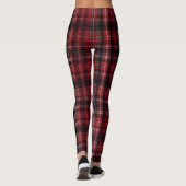 Bold Red and Black Tartan Plaid Leggings (Achterkant)