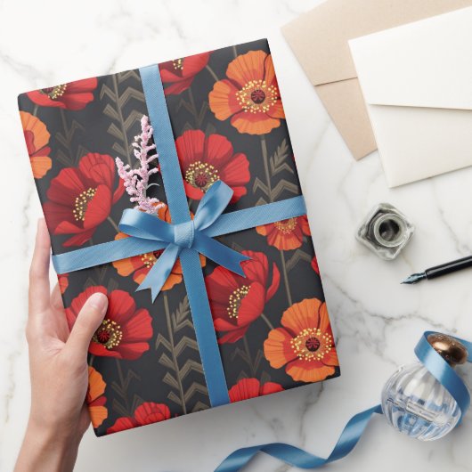 Bold Red and Orange Poppy Cadeaupapier (Geschenken)