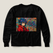 Bold Red Anime USA Graphic T-Shirt (Achterkant)