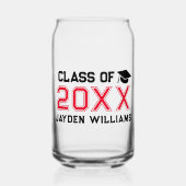 Bold Red Black Class of 2025 Afstudeerfeest Blikvorm Glas (Voorkant)