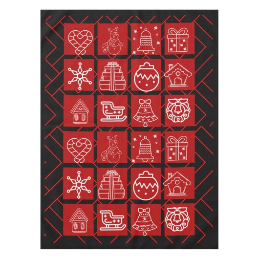 Bold Red & Black Geometric Christmas Tablecloth Tafelkleed (Voorkant)