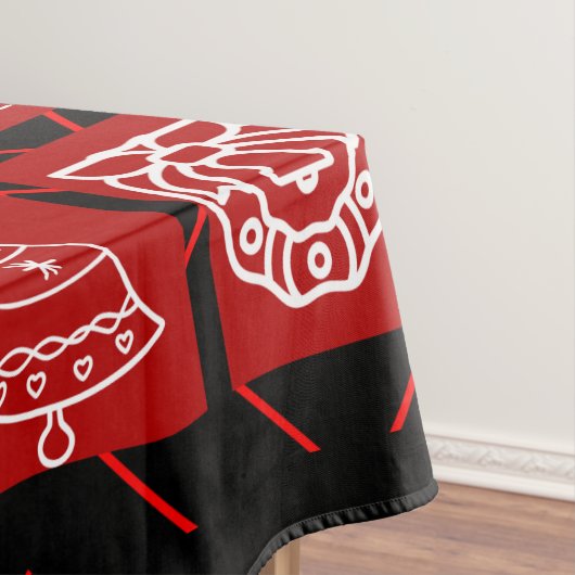 Bold Red & Black Geometric Christmas Tablecloth Tafelkleed (Voorbeeld)