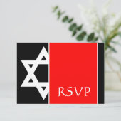 Bold Red Black Star van David Bar Mitzvah RSVP (Staand voorkant)