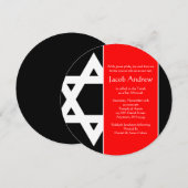 Bold Red Black Star van David Round Bar Mitzvah Kaart (Voorkant / Achterkant)