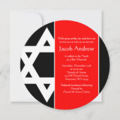 Bold Red Black Star van David Round Bar Mitzvah Kaart (Voorkant)