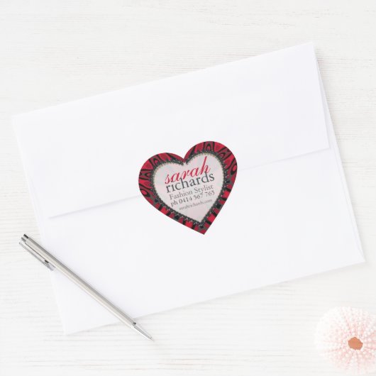 Bold Red Black Tribal Heart Stickers (Envelop)