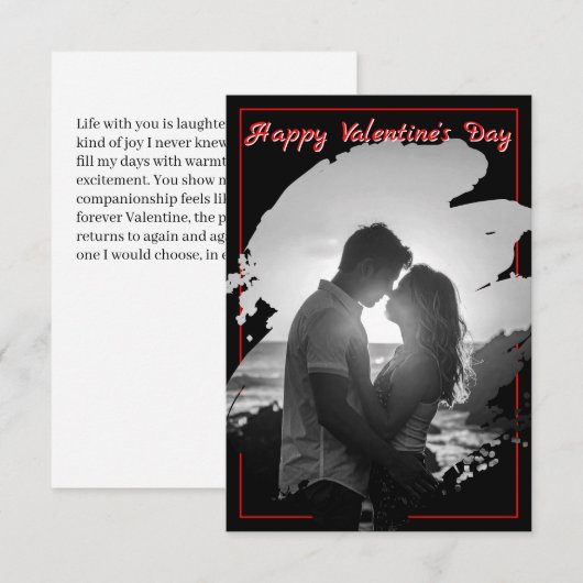 Bold Red & Black Valentine’s Day Photo Card (Voorkant / Achterkant)
