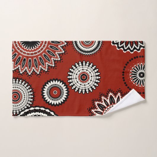Bold Red Black White Floral Bad Handdoek (Handdoek)