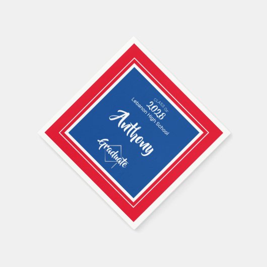 Bold Red Blue School Colors Afstuderen Servet (Hoek)