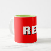 Bold Red Coffee Mug - Classic Ceramic Cup Tweekleurige Koffiemok (Voorkant links)