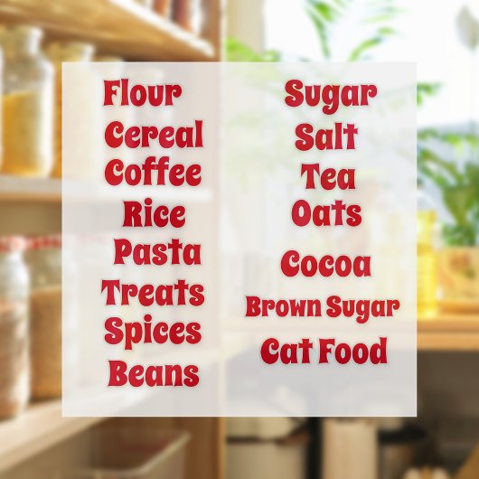Bold Red Customizable Pantry Vinyl Stickers