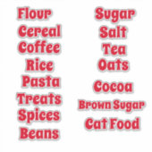 Bold Red Customizable Pantry Vinyl Stickers (Voorkant)