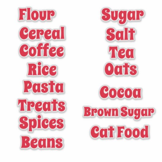 Bold Red Customizable Pantry Vinyl Stickers (Voorkant)