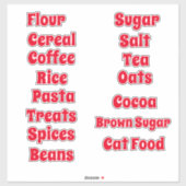 Bold Red Customizable Pantry Vinyl Stickers (Vel)