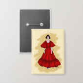 Bold Red Design with Contrasting Shoe Detail Button (Voorkant / Achterkant)