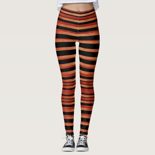 Bold Red en Black Striped Patroon Leggings (Voorkant)