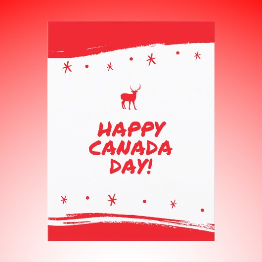 Bold Red en White Deer-Themd Canada Day Briefkaart