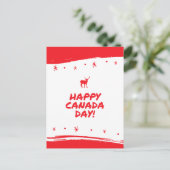 Bold Red en White Deer-Themd Canada Day Briefkaart (Staand voorkant)