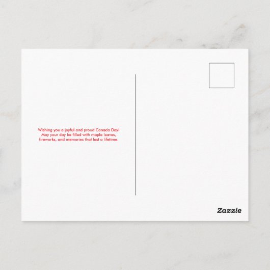 Bold Red en White Deer-Themd Canada Day Briefkaart (Achterkant)