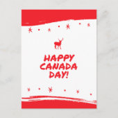 Bold Red en White Deer-Themd Canada Day Briefkaart (Voorkant)