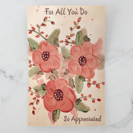 Bold Red Floral - Hartelijk dank Kaart (Binnen)